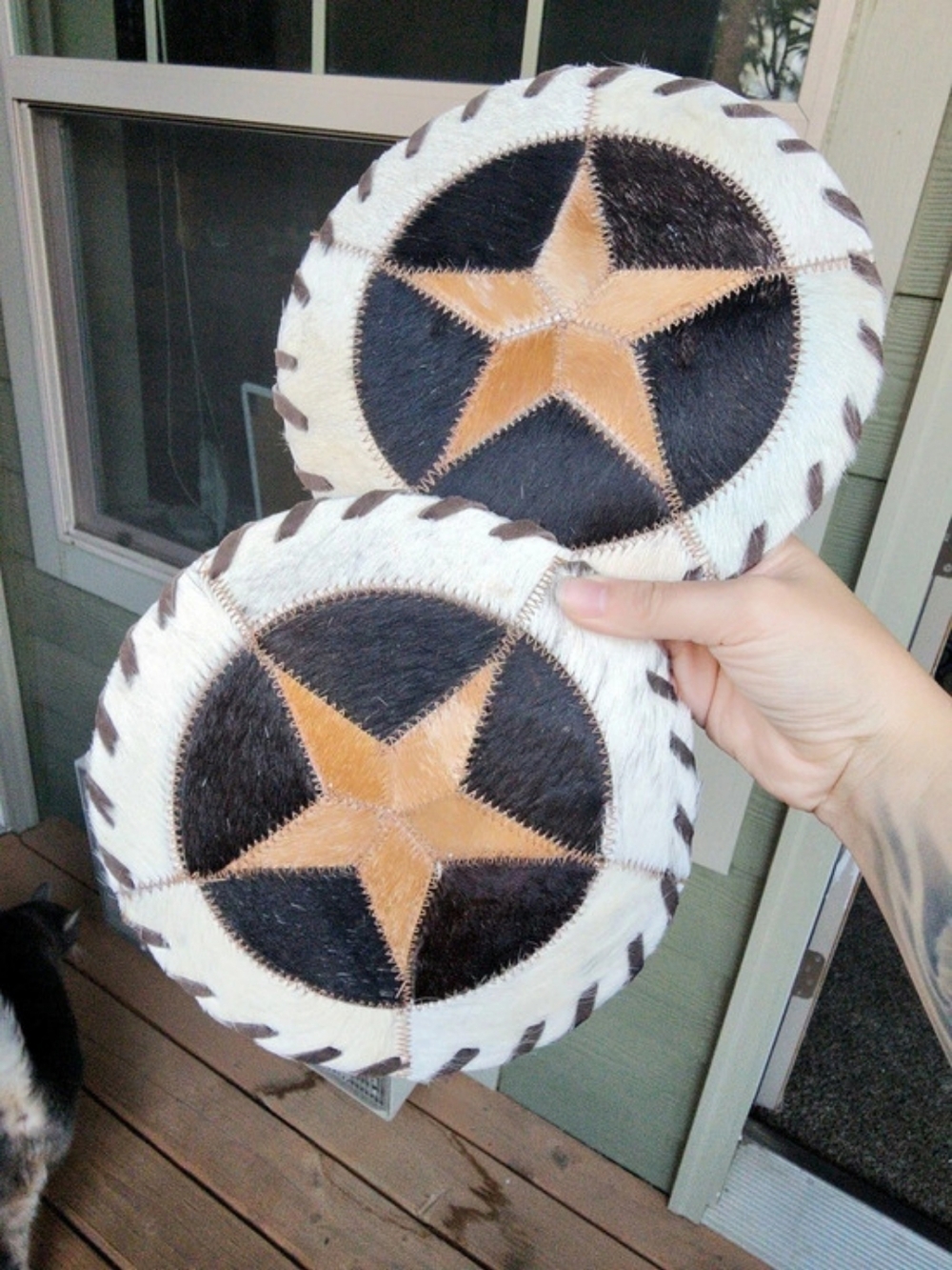 Cowhide And Leather Placemats Set of 2 NWOT